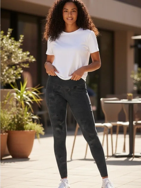 Fabletics Women’s Cold Weather High Waisted Pocket Leggings Onyx Smudge Size M - Picture 5 of 9